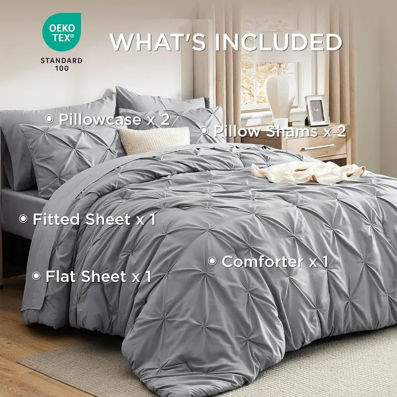 7-Piece Pintuck Luxury Comforter Set, Cloud-Like Ultra Soft All Season