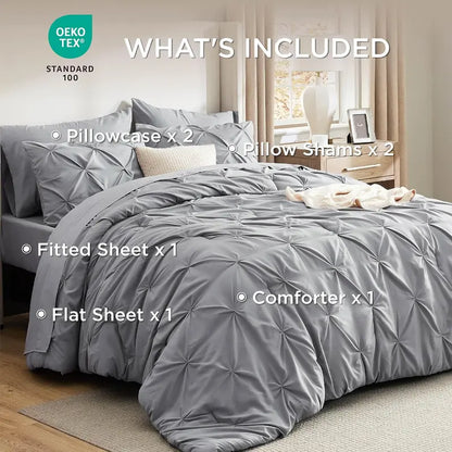 7-Piece Pintuck Luxury Comforter Set, Cloud-Like Ultra Soft All Season