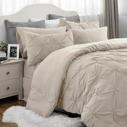 7-Piece Pintuck Luxury Comforter Set, Cloud-Like Ultra Soft All Season