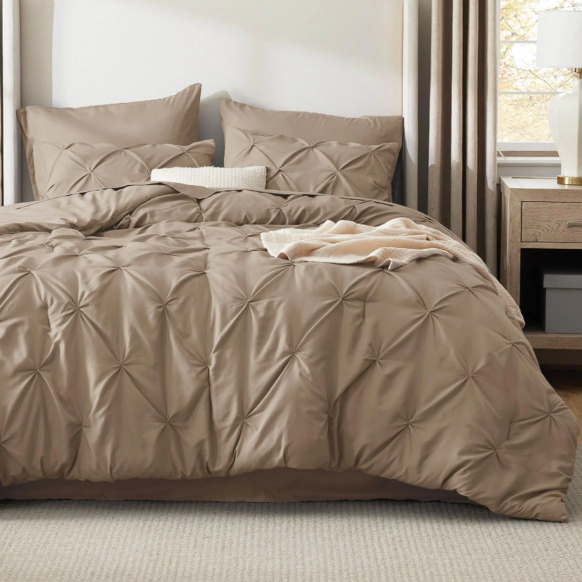 7-Piece Pintuck Luxury Comforter Set, Cloud-Like Ultra Soft All Season