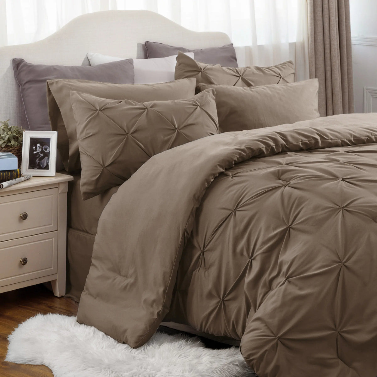 7-Piece Pintuck Luxury Comforter Set, Cloud-Like Ultra Soft All Season