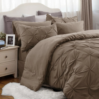 7-Piece Pintuck Luxury Comforter Set, Cloud-Like Ultra Soft All Season