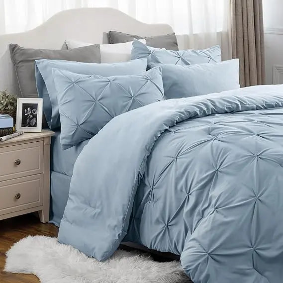 7-Piece Pintuck Luxury Comforter Set, Cloud-Like Ultra Soft All Season