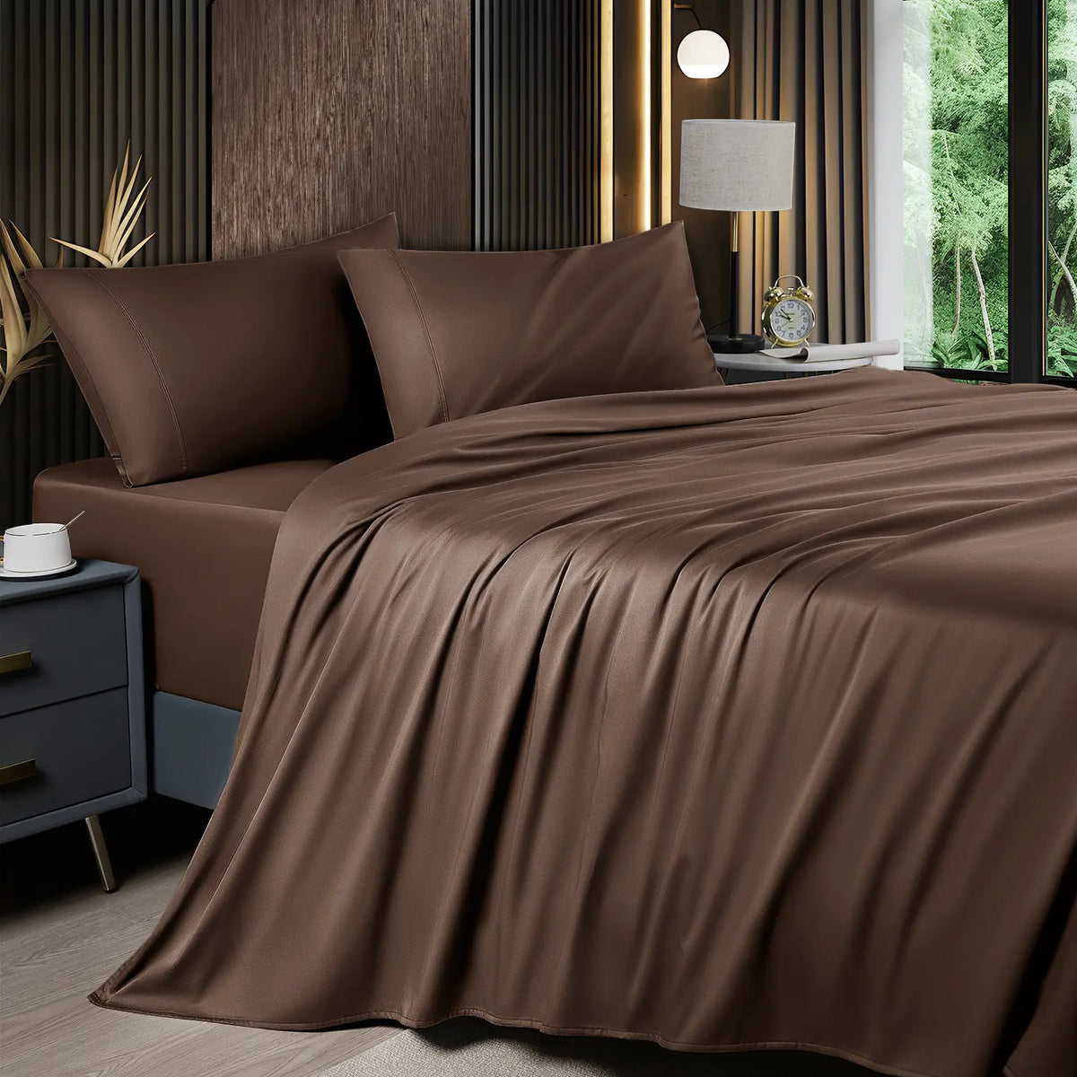 Cooling Bamboo Sheet Set 4/6 Pc, 16'' Deep Pocket Silky Soft Breathable Bedding