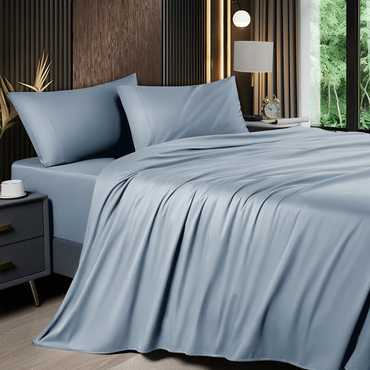 Cooling Bamboo Sheet Set 4/6 Pc, 16'' Deep Pocket Silky Soft Breathable Bedding