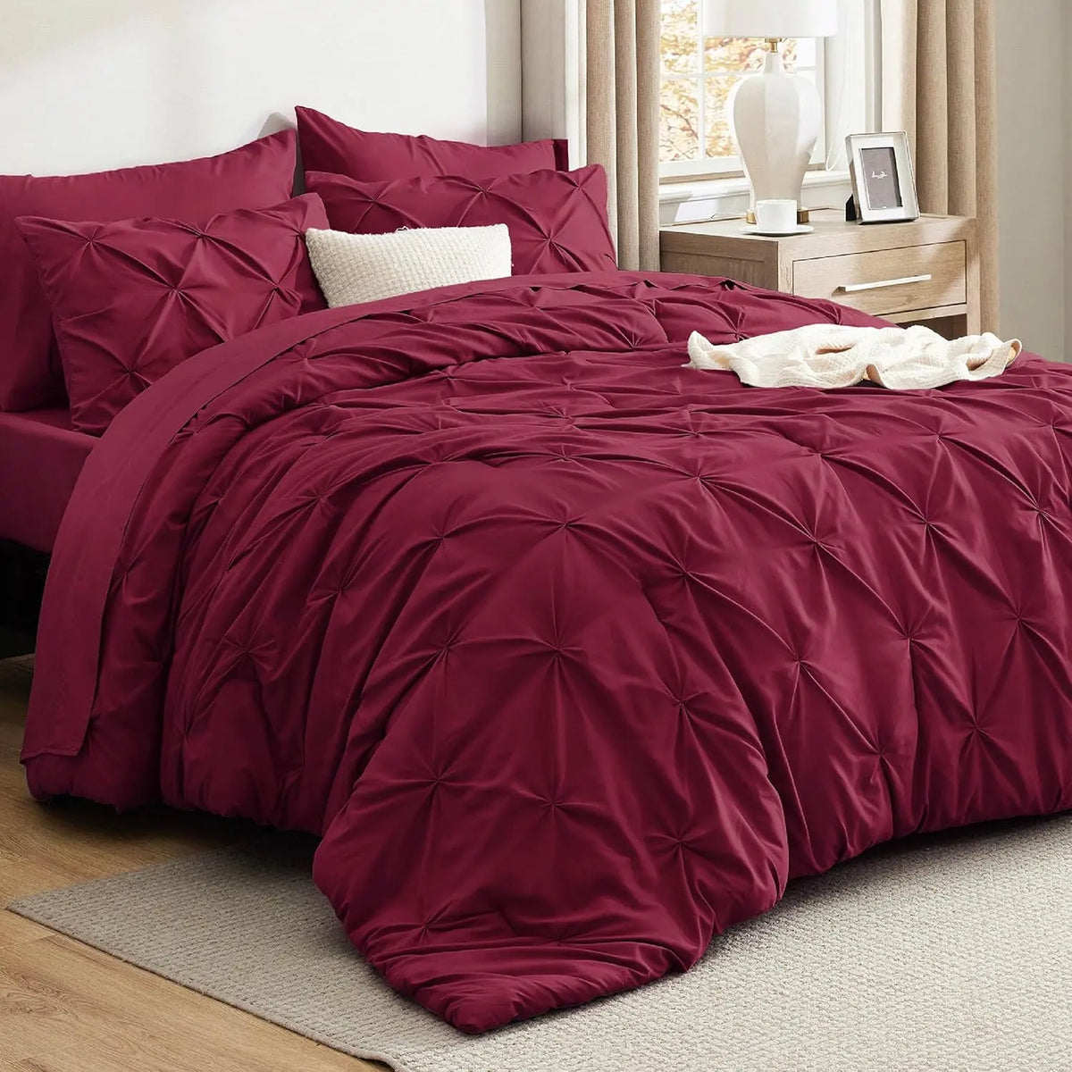 7-Piece Pintuck Luxury Comforter Set, Cloud-Like Ultra Soft All Season