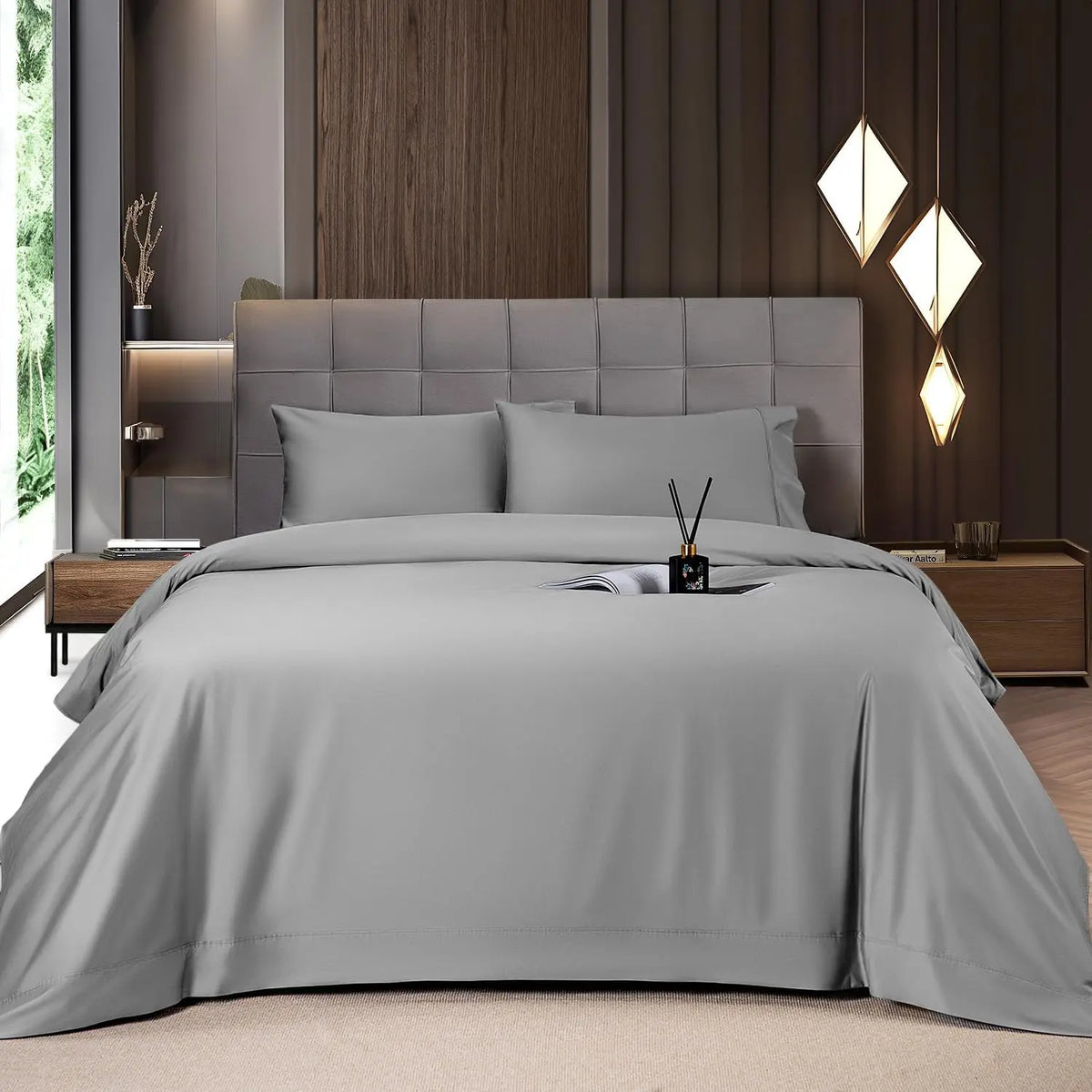 Cooling Bamboo Sheet Set 4/6 Pc, 16'' Deep Pocket Silky Soft Breathable Bedding