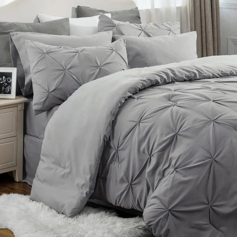 7-Piece Pintuck Luxury Comforter Set, Cloud-Like Ultra Soft All Season