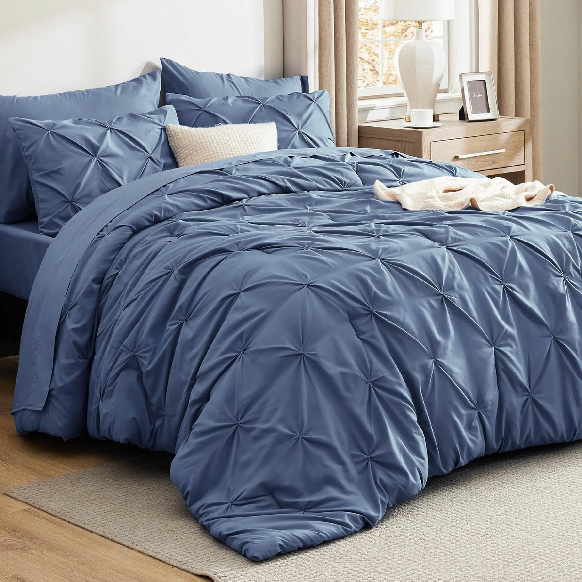 7-Piece Pintuck Luxury Comforter Set, Cloud-Like Ultra Soft All Season