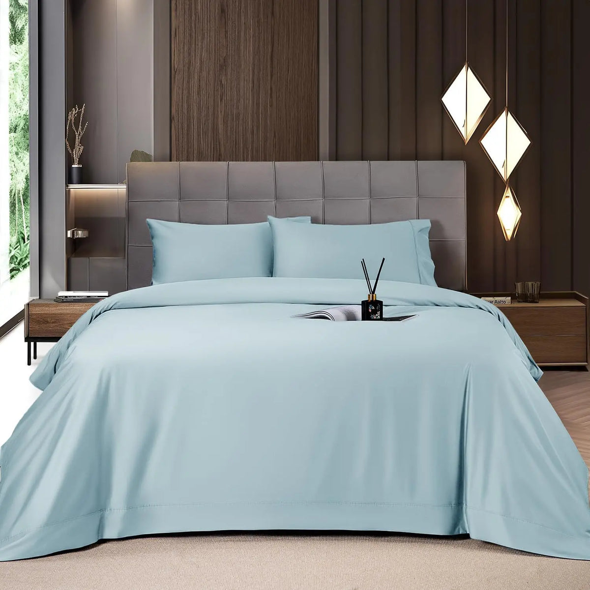 Cooling Bamboo Sheet Set 4/6 Pc, 16'' Deep Pocket Silky Soft Breathable Bedding
