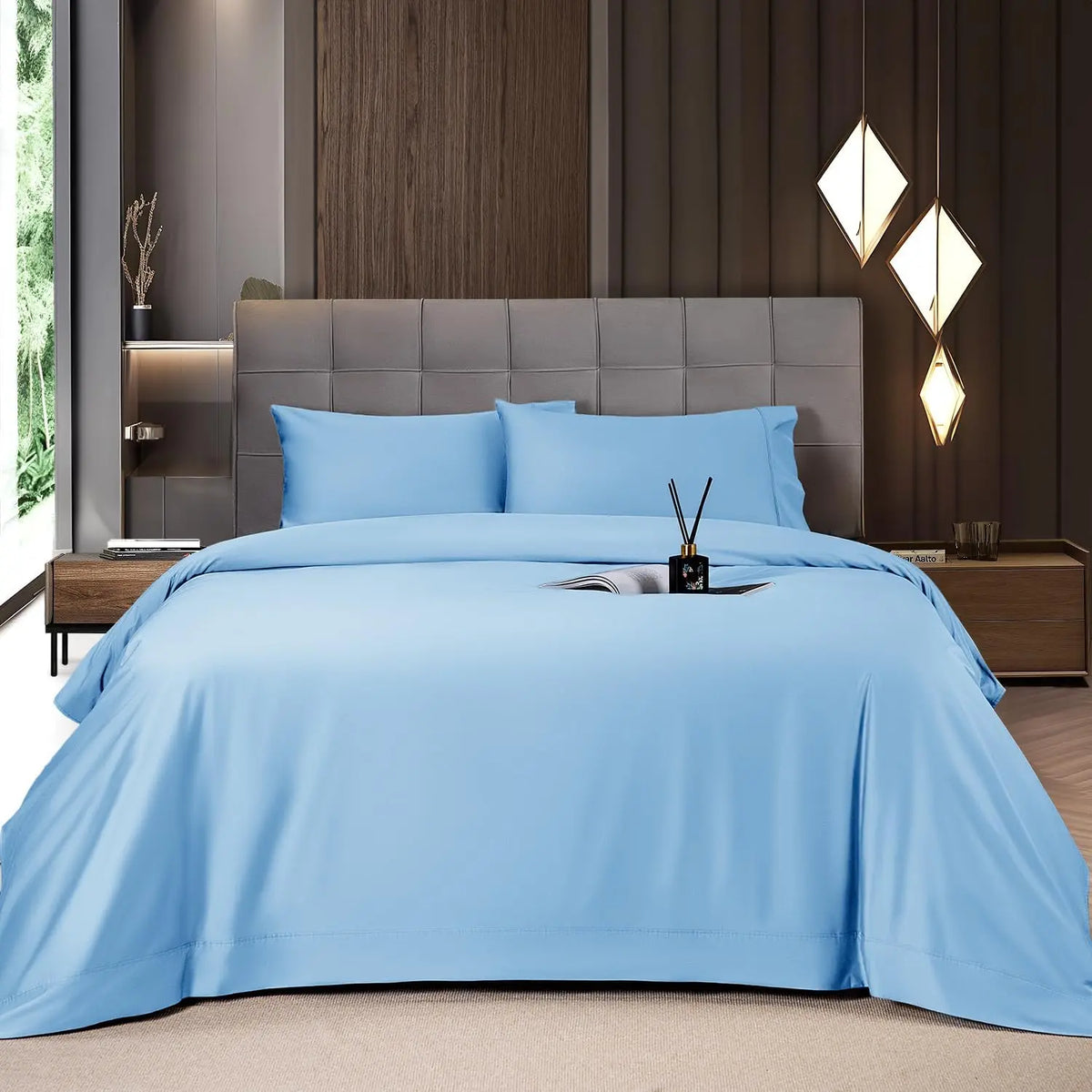 Cooling Bamboo Sheet Set 4/6 Pc, 16'' Deep Pocket Silky Soft Breathable Bedding